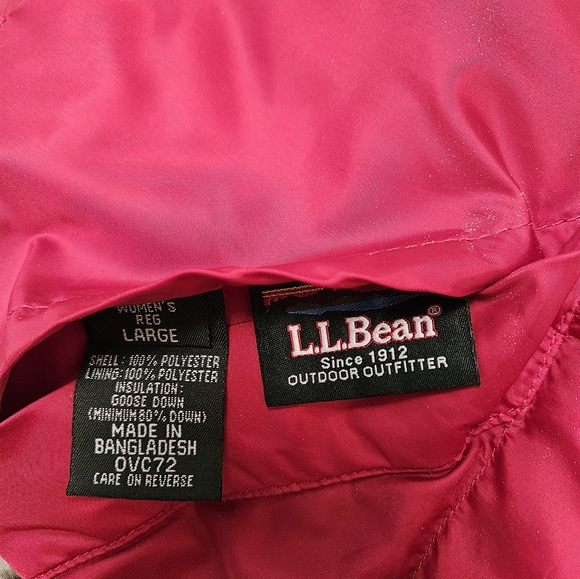 LL Bean Vest Womens Large Black/Red Goose Down Puffer Reversible Zip - Picture 5 of 6